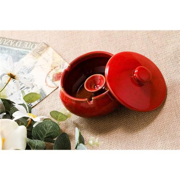 Ceramic Ashtray with Lids, Windproof,Cigarette Ashtray for Indoor or Outdoor Use - Picture 5 of 6